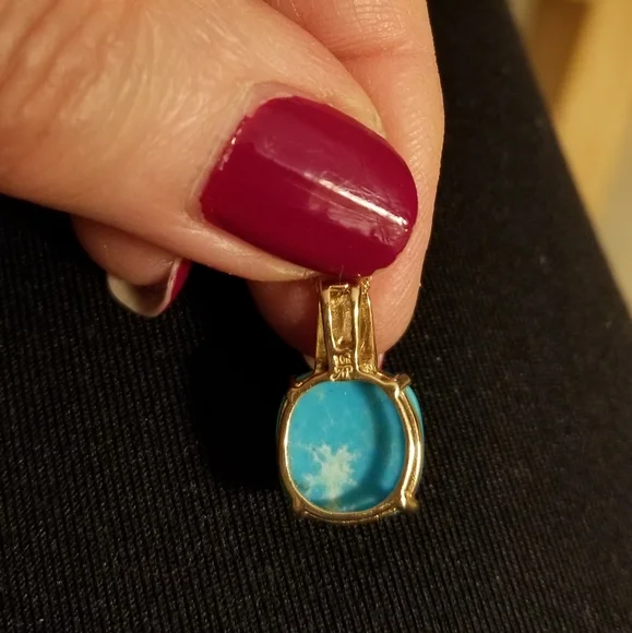 Sleeping Beauty or Persian Turquoise Gold Pendant - Picture 5 of 14